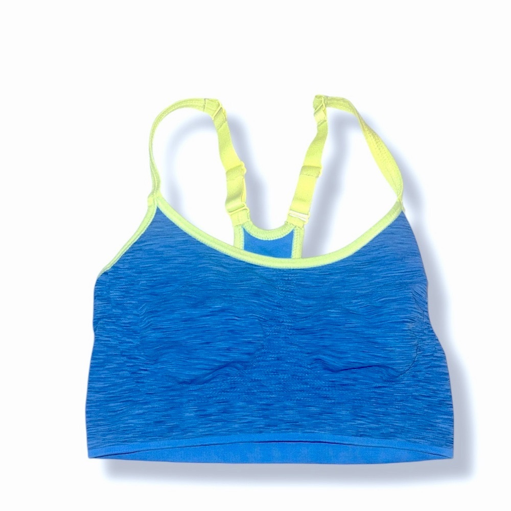 OLD NAVY Active Neon Blue and Yellow Medium Sports Bra